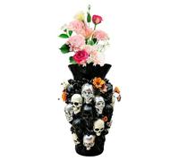 Gothic Skull Vase Resin - 8 Inch Skull Pot Planter, Decorative Flowerpot | Black Halloween Home Decor Accessory Holder, Creepy Gothic Vase for Fresh Dried Flowers Roses