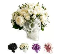 Gothic Skull Wall Vase, Spooky Face Shaped Hanging Flower Vase, Gothic Kitchen & Bedroom Decor, Hangable & Tabletop Freestanding, Halloween Accessories (White)