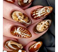 Gothic Styles - Uñas postizas a presión para Halloween, diseño de calavera, fácil de aplicar, materiales ABS, accesorios para decoración de uñas del Día de los Muertos