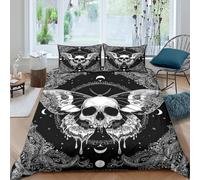 Gothic Tattoo Art Funda de Edredón Microfibra 3 Piezas Compuesto Impresión 3D Cierre de Gothic Tattoo Arte Funda Edredon Fundas de Almohada Transpirable for niños y niñas Double（200x200cm）