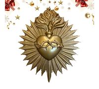 Gothic Wall Decor - Premium Sacred Heart Sculpture, Features Hand-Finished Antiqued Patina And Intricate Precision-Cast Detailing | High-Density Reinforced Resin Construction Ensures Long-Lasting