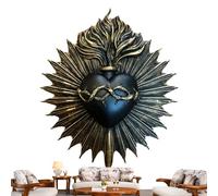 Gothic Wall Decor - Premium Sacred Heart Sculpture, Features Hand-Finished Antiqued Patina And Intricate Precision-Cast Detailing | High-Density Reinforced Resin Construction Ensures Long-Lasting