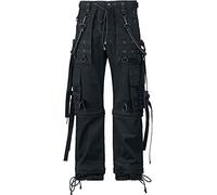 Gothicana by EMP Hombre Pantalones Cargo Negros con Remaches y Cadenas W34L34