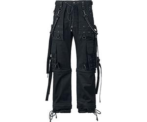 Gothicana by EMP Hombre Pantalones Cargo Negros con Remaches y Cadenas W34L34