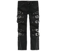 Gothicana by EMP Hombre Pantalones Negros con Tachuelas y Hebillas Decorativas W30L32