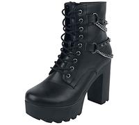 Gothicana by EMP Mujer Botines negros con tachuelas y cadenas EU38