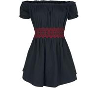 Gothicana by EMP Mujer Camiseta Larga Negra sin Hombros con Detalle de cinturón Rojo 4XL