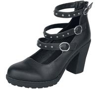 Gothicana by EMP Mujer Tacones Negros con Tiras y Remaches EU37