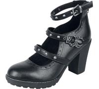 Gothicana by EMP Mujer Tacones Negros con Tres Correas y Detalles de Tachuelas EU40