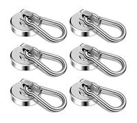 GothicBride 6pcs Ganchos Magneticos Potente 17kg Imanes con Gancho, Imanes Neodimio Gancho con Mosquetón Giratorio para Cocina, Baño, Taquillas