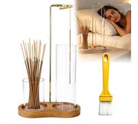 GothicBride Juego de soportes para incienso 3 en 1 con recogedor de cenizas de cristal, cepillo y 25 palillos de jazmín - Soporte de incienso moderno para una vida elegante y estetas