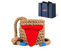 GOTHINK Cuerda de Tug of War con bandera para niños, adolescentes y adultos, funda de cuero, cuerda suave para campamentos de verano, competiciones en el patio trasero, juego de 33 pies al aire libre