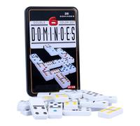 GOTHINK Domino Juego para Adultos y Familias, Doble 6 Dominos 28 Fichas con Puntos Coloreados, Caja de Viaje de Metal, Juego de Mesa Ideal para 2-4 Jugadores
