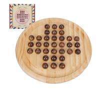 Gothink Juego de solitario de madera maciza, tablero de solitario de madera clásico hecho a mano de 22,9 cm, 33 bolas de madera lisas, juego mental estratégico individual para niños y adultos