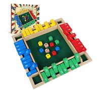 GOTHINK Shut The Box - Juego de dados con 10 dados de 12 pulgadas, diseño colorido tradicional de madera, juego de mesa de matemáticas, 10 números para niños y adultos, aula familiar, hogar o pub bar
