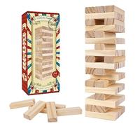 GOTHINK Torre de Madera para Niños y Adultos, Juego de Apilamiento de 54 Piezas, Torre Inestable Clásico de Destreza, Ideal para Noches de Juegos en Familia, Tamaño Estándar