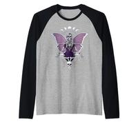 Góticas Esqueletos Mariposas Hadas Brujas Oculto Luna Wiccan Camiseta Manga Raglan