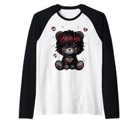 Gótico Chica EMO Gótico Lindo Oso Punk Oscuro Música Camiseta Manga Raglan