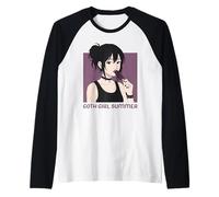 Gótico Chica Verano Oscuro Oculto EMO Anime Manga Camiseta Manga Raglan