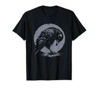 Gótico Cuervo Pájaro Cuervo Luna Luz Noche Misteriosa Niebla Camiseta