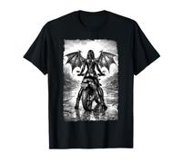 Gótico Dark Biker Angel Girl, Demon Wings Street Style Camiseta