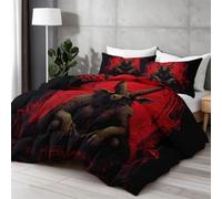 Gótico fantasía edredón reversible, animal Chevre geométrico, fisura, 200x200 cm acolchado para todas las estaciones, suave sin funda integrada, alternativa ligera al plumón