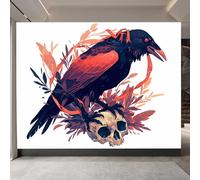Gótico Papel Tapiz 500 x 280 CM, Cuervos Calaveras Papel Pintado, No Tejido Murales Fotográfico, Mate Personalizable Fotomurales para TV Fondo Pared Dormitorio Sala de Estar