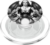 Gótico Tatuaje Motorista Monja fumando con alas, Arte Urbano Oscuro PopSockets PopGrip para MagSafe