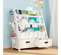 GoTiling Estanteria Libros Infantil Libreria Montessori: Estante para Libros y Juguetes en Habitación de niños - Biblioteca Infantil de 3 Niveles con 2 Cajones