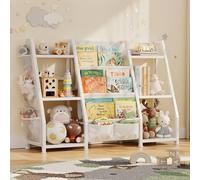 GoTiling Libreria Infantil Estanteria Libros para Niños: Librería Montessori Blanca Biblioteca - Estantería Juguetes para Dormitorio Habitación Infantil y Guardería