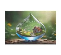 Gotitas de agua Puzzle Enfhormis 1000pcs, rompecabezas de madera - Kit de bricolaje Relax Juegos para adolescentes y adultos Regalos (75 × 50 cm)