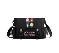 Gotō Hitori Bandolera Kita Ikuyo Ijichi Nijika Bolso de hombro impermeable de anime, bolso cruzado ligero negro con solapa de tela, vendaje de hebilla, correa ajustable, Tipo 10, 33 x 27 x 14CM
