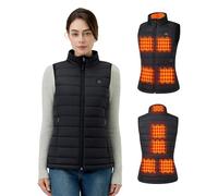 GOTOBI Chaleco Calefactable Mujer, Chaleco Calefactable con Batería Incluida de 16000mAh 7.4V, 9 Áreas de Calefacción, 3 Niveles de Temperatura Ajustables, Gilet in stile semplice,Negro,S