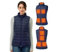 GOTOBI Chaleco Calefactable Mujer, Chaleco Calefactable con Batería Incluida de 16000mAh 7.4V, 9 Áreas de Calefacción, 3 Niveles de Temperatura Ajustables, Gilet in stile semplice,Azul,S