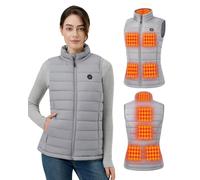 GOTOBI Chaleco Calefactable Mujer, Chaleco Calefactable con Batería Incluida de 16000mAh 7.4V, 9 Áreas de Calefacción, 3 Niveles de Temperatura Ajustables, Gilet in stile semplice,Gris,S