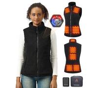 GOTOBI Chaleco Calefactable Mujer Polar con Bateria de 16000mAh 7,4V- Chaleco Calefactor con 9 Zonas de Calefacción y 3 Temperaturas Ajustables, Lana chaleco termico electrico para al Aire,Negro,S