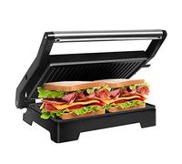 Gotoll 1000W Sandwichera,Apertura 180º Parrilla Eléctrica,Máquina de Panini,Tostadora con Revestimiento Antiadherente,Libre de PTFE,PFOA,Placas de Grill,Asa de Toque Frío