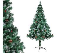 Gotoll Árbol de Navidad Artificial de Pino 150cm,400 Ramas con Soporte Metálico Árbol Navideña de PVC Abeto con Piñas y Bayas de Navidad Decoración Navideña Interiores y Exteriores(Verde)