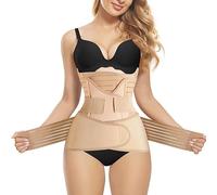 Gotoly Cinturón de recuperación posparto 3 en 1, faja de recuperación de cintura y pelvis, banda de apoyo para después del embarazo, control de abdomen, faja moldeadora de cuerpo (beige, S)