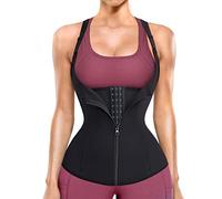 Gotoly Fajas Reductoras Corset Mujer para Deporte Fitness Corsé Abdomen Chaleco Sauna Neopreno con Cremallera para Sudar (L, Negro)