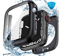 Goton - Carcasa rígida impermeable 3 en 1 para Apple Watch, protector de pantalla de 44 mm, cubierta de cristal templado de 360° de protección completa + parachoques trasero de policarbonato duro para