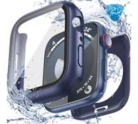 Goton - Carcasa rígida impermeable 3 en 1 para Apple Watch, protector de pantalla de 45 mm, cubierta frontal de vidrio templado de 360° + parachoques trasero de policarbonato duro para iWatch Series 9