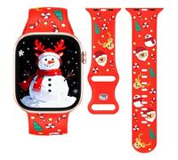 Goton Correa de Navidad para Apple Watch de 46 mm, 44 mm, 45 mm, 49 mm, Series 3/2/1 de 42 mm, para mujer, correa de silicona suave, pulsera de vacaciones para iWatch Ultra 3/2/1, Series 11 10 9 8 7 6