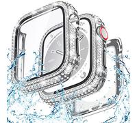 Goton Funda Impermeable 2 en 1 Compatible con Apple Watch Protector de Pantalla de 40 mm, 41 mm, 42 mm, 44 mm, 45 mm, 46 mm, Ultra 49 mm, Series 10 9 8 7 6 5 4 SE 2, Cubierta Facial con Diamantes de