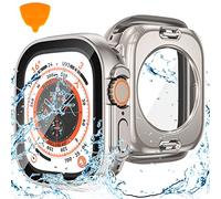Goton Funda Impermeable 2 en 1 para Apple Watch Ultra Ultra2, Protector de Pantalla de 49 mm, 360 Grados, Protector de Vidrio Duro de policarbonato + Marco Trasero para iWatch Ultra Accesorios de 49