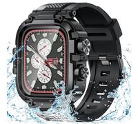 Goton Funda impermeable IP68 compatible con Apple Watch de 1.732 pulgadas, Series 6/5/4/SE2 para hombres, correa deportiva resistente con protector de pantalla y cubierta de protección trasera para