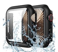 Goton Funda impermeable para Apple Watch Series 10, protector de pantalla de 46 mm, vidrio templado, policarbonato duro, compatible con accesorios iWatch de 46 mm, negro mate