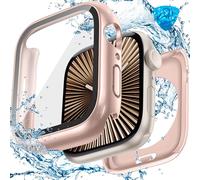 Goton - Funda rígida impermeable 3 en 1 para Apple Watch, protector de pantalla de 46 mm, cubierta de cristal templado de protección completa de 360° + parachoques trasero de policarbonato duro para