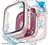 Goton - Funda rígida impermeable con vidrio templado compatible con Apple Watch Series 9, 8, 7, 41 mm, funda protectora ultrafina de 360° para iWatch