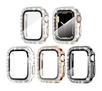 Goton Paquete de 4 fundas brillantes para Apple Watch de 1.77 pulgadas Series 9/8/7, protector de pantalla con diamantes de imitación para mujer, accesorios para iWatch de 45 mm